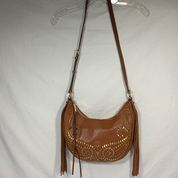 Michael Kors Rhea Leather Fringe Studded Shoulder bag - Picture 2 of 11